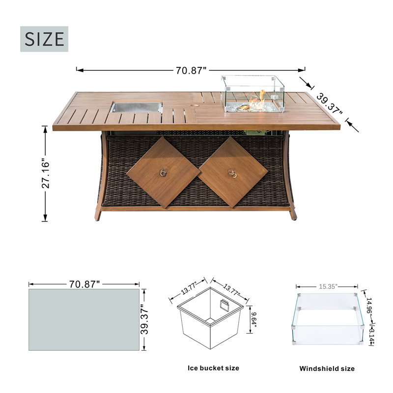 6 - Person Patio Dining Set Rectangular Table with Cushions Included