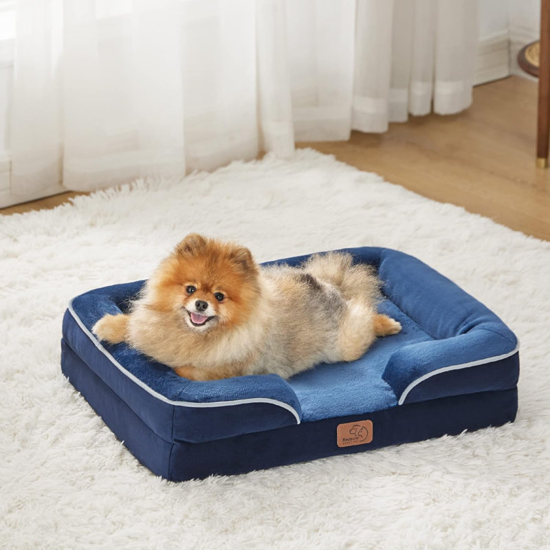 Pet Bed, 6" H x 18" W x 24" D, Navy Blue