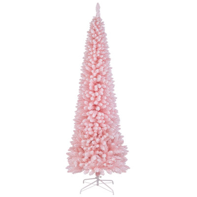 Arbre de Noël artificiel rose 8 pi avec support 1000 branches en métal The Holiday Aisle®