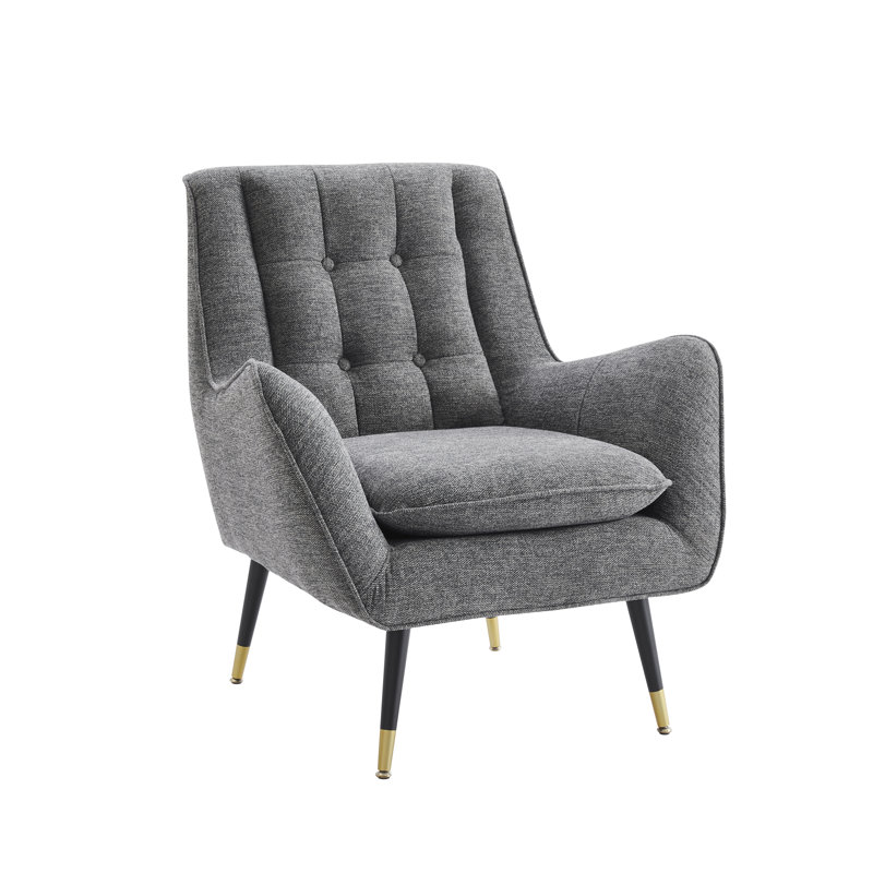 Brianne 30.31'' W Tufted Upholstered Accent Armchair, Dark Gray Linen Blend