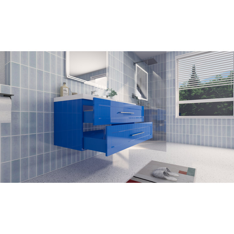 Ensemble de meuble-lavabo mural simple 47 "vicaro, Bleu clair