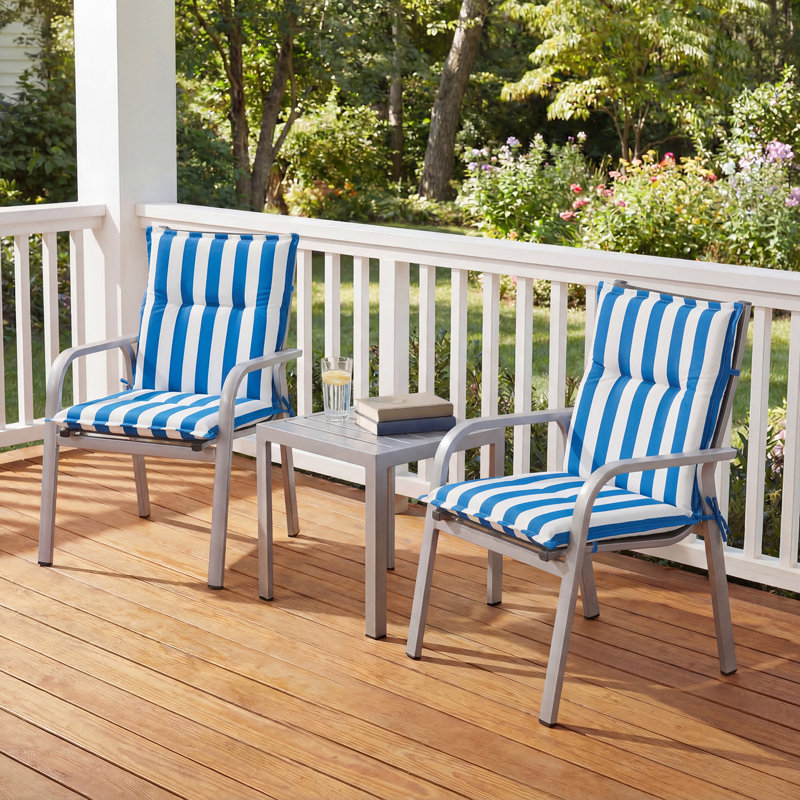  Ensemble de coussins de chaise d'extérieur touffetés de 2, 39 x 20 x 2,4 pouces, L 19,7 po x P 18,5 po, Bleu