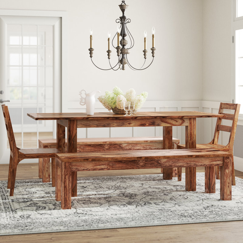 Kanwal Solid Wood Solid Wood Top Four Leg Dining Set, 30'' H x 40'' W x 72'' L