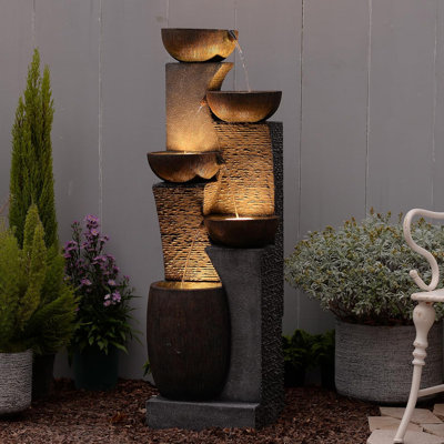 Hand Crafted Weather Resistant Floor Fountain with Light