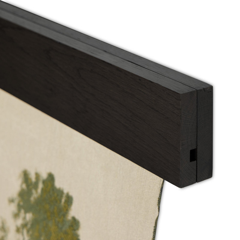 Toile Solid Wood Wall Hanging, Smoked Black/Toile Moss