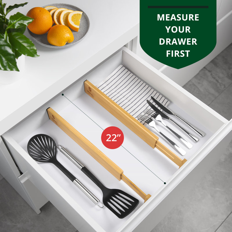 Natural Bamboo Adjustable Drawer Dividers 17-22" - 4-Pack