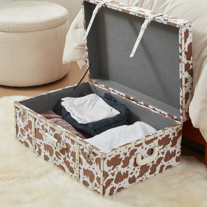 Texture Wheeled Trunk - Brown Cow Pattern