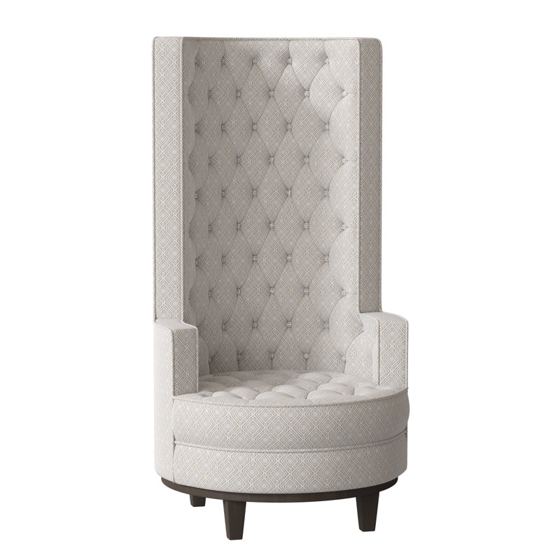 Norma Tufted Wingback Chair, Gigi Platinum, Brown Mahogany