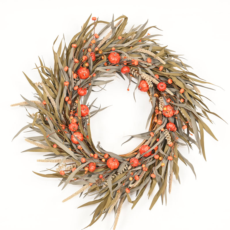 Couronne de porte artificielle 24 po, Orange