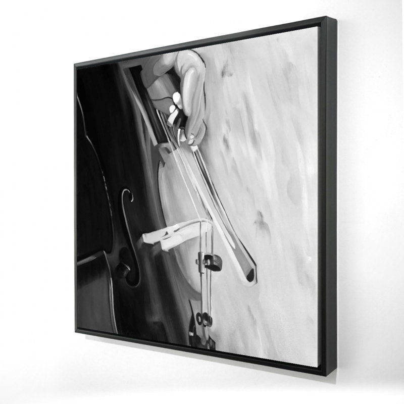 Toile de salon musicale monochrome - Musicien avec violoncelle