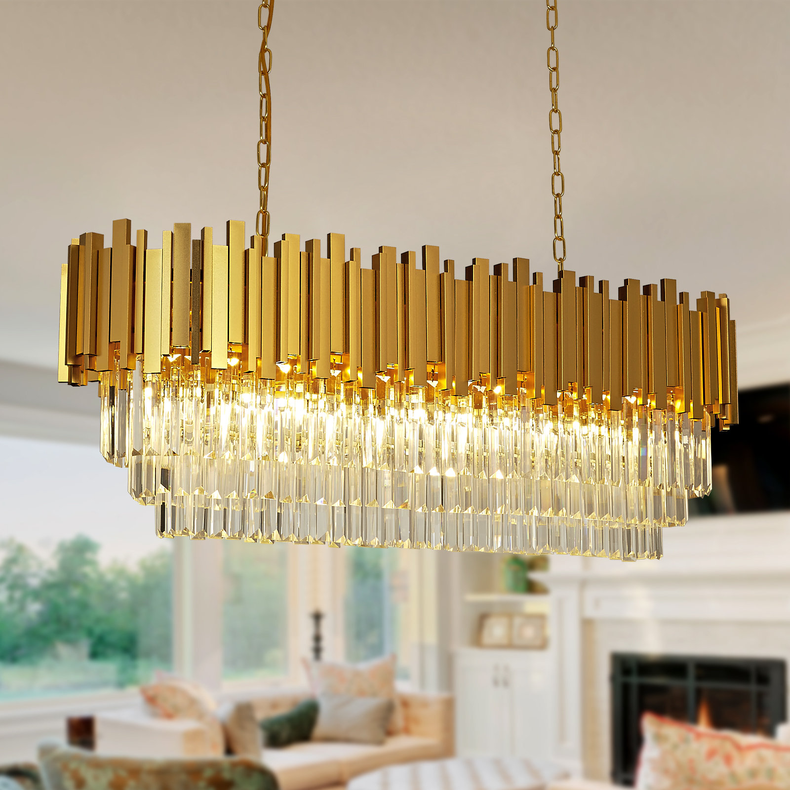 Modern Crystal Chandelier - Hanging Brass Gold Crystal Chandelier, 12  Lights Adjustable Round Chandelier Light Fixture E12 Dimmable Kitchen  Island