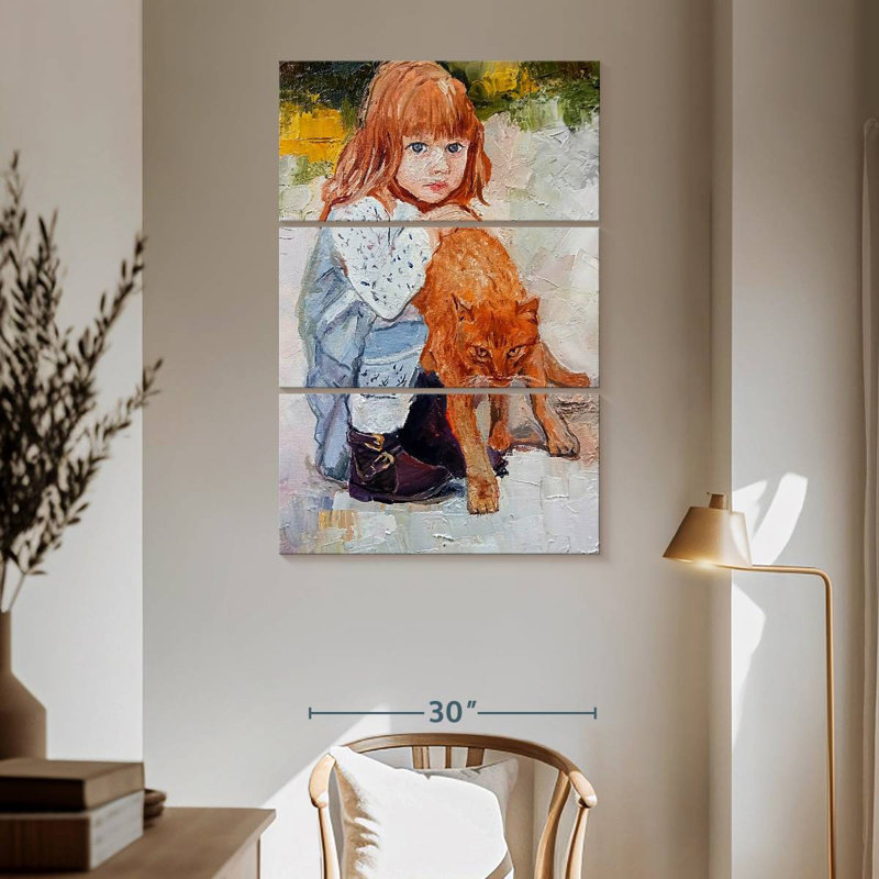 Leisha Girl With Cat, 65" H x 42" W
