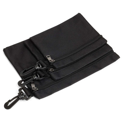 Paquet de 3 pochettes à fermeture à glissière pour sac à outils, pochettes à outils de rangement polyvalentes avec mousqueton pour outils, gadgets