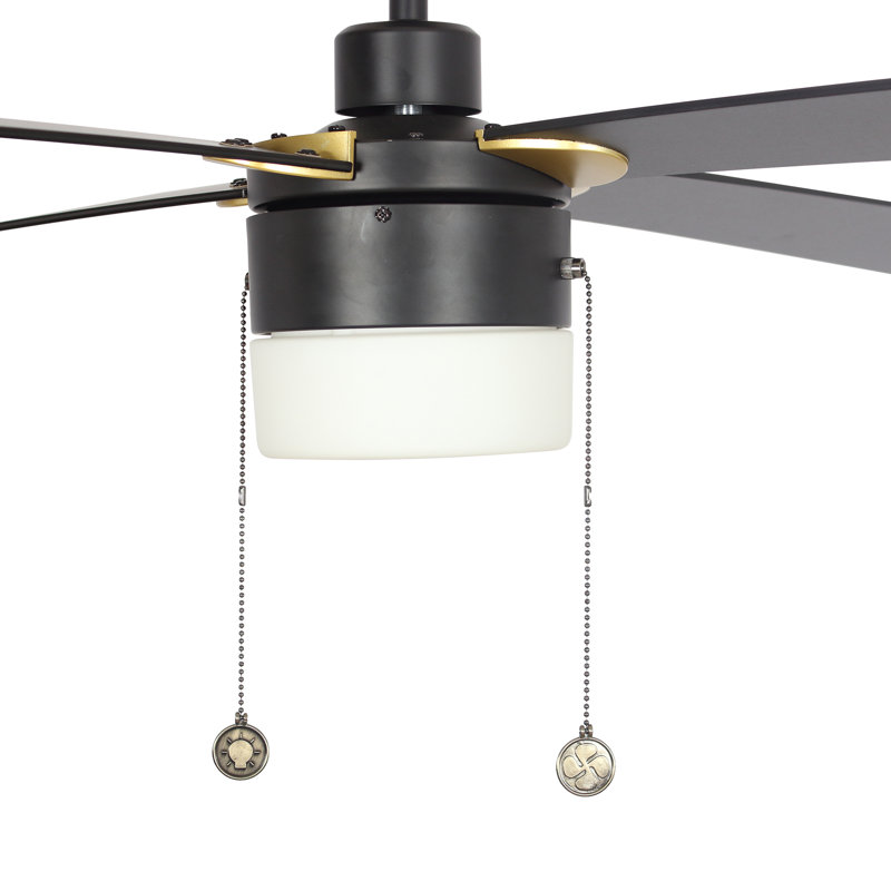 Ventilateur de plafond à chaîne à tirer de 52 po avec lumière, tige incluse., Noir