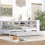 Lit de jour en bois double avec lit gigogne simple, lit de jour avec tablette de rangement et ports de chargement USB, blanc