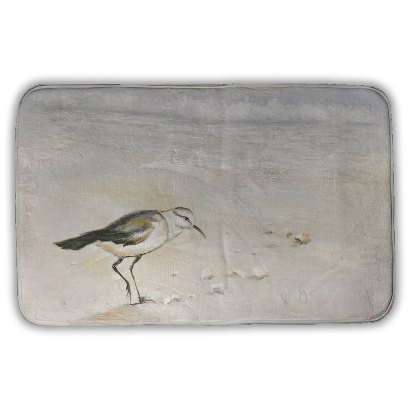 Semipalmated sandpiper on the beach Bath Mat with Non-Slip Backing - Quick Dry Memory Foam Bathroom Rug - Absorbent - Modern Plush Spa-Style - Machine Washable