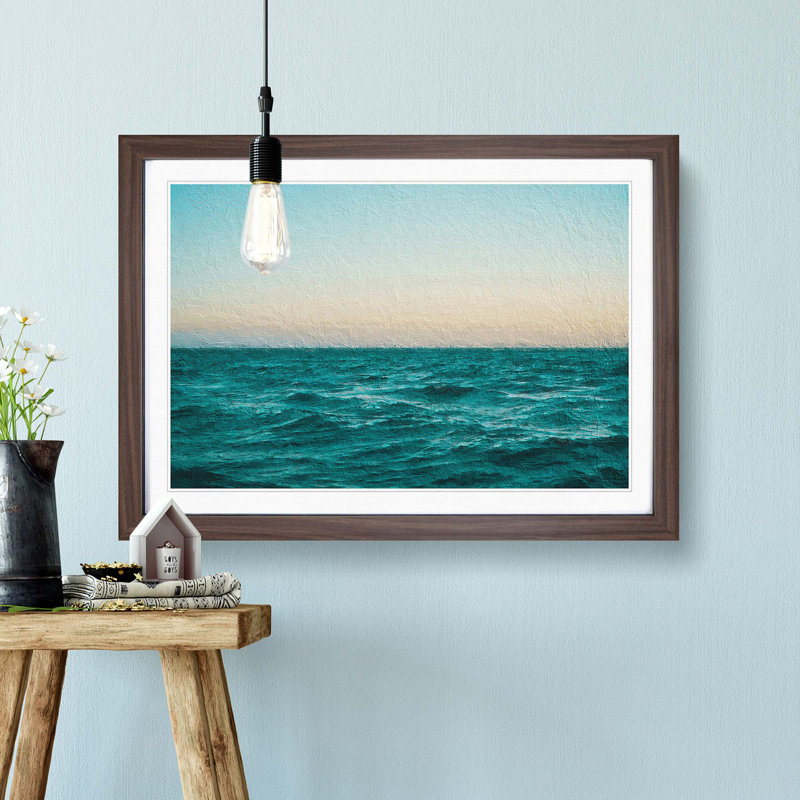 Ocean Stripe - Framed Print, 36cm H x 48cm W x 2cm D, Walnut Framed