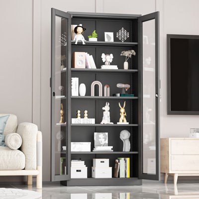 Armoire de rangement pour outils en acier 70,8 po avec porte en verre