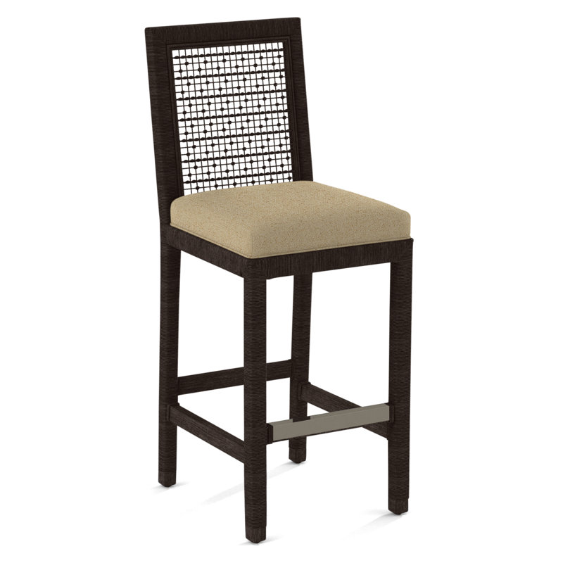 Pine Isle Bar Stool, Sunbrella Beige Pinstripe; 6205-74, Java
