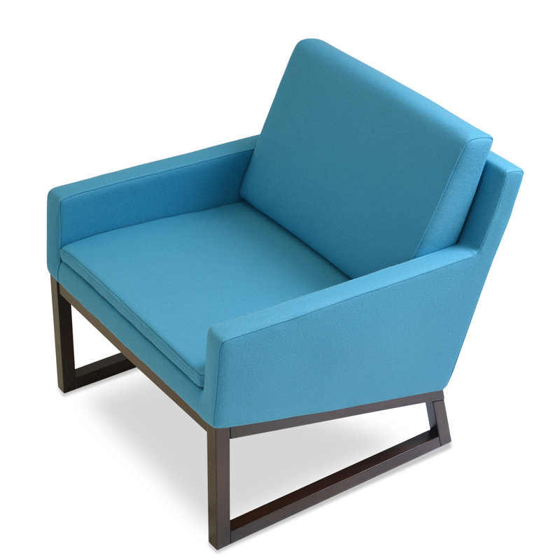 Nova Wood Armchair in Wool, Sky Blue Wool