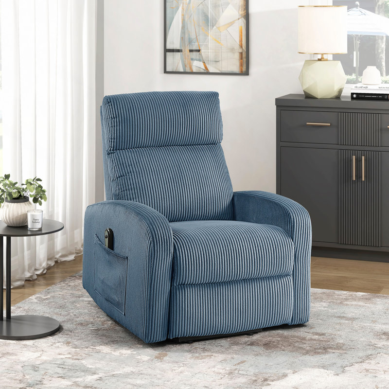 Fauteuil inclinable électrique en velours côtelé 1pc, Bleu