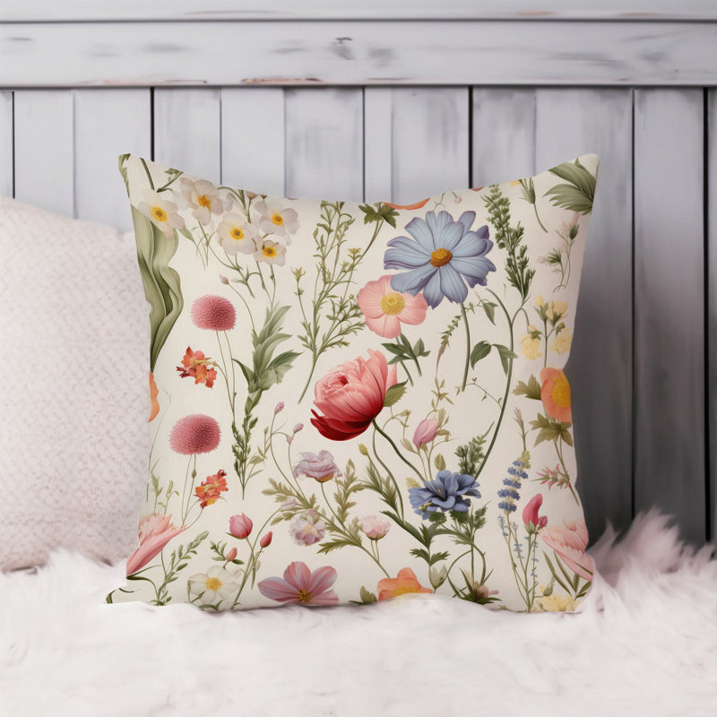 Floral Pillow Cover, 20"H x 20"W