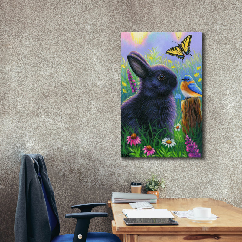 «Morning In Bunny's Garden2» par Bridget Voth, H 40 po x l 26 po x P 1,5 po
