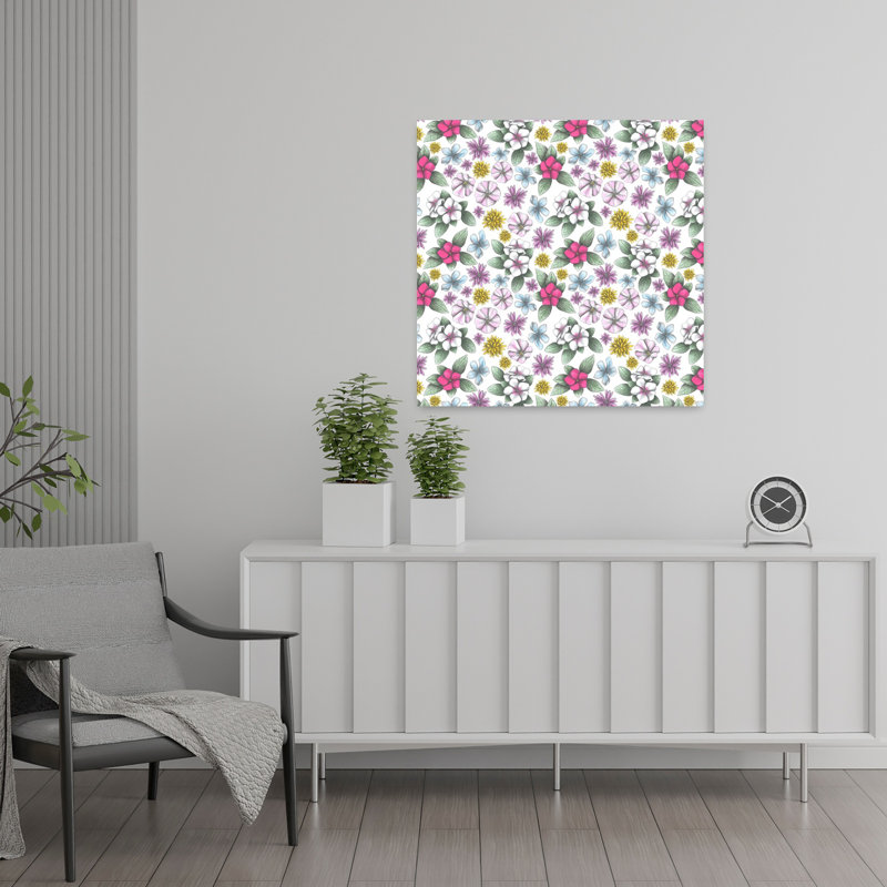 Art contemporain, art floral rétro, H 24 po x l 24 po