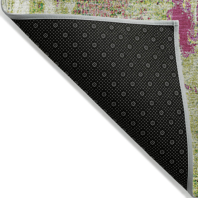 Lime Abstract Flat Woven Synthetic 8' x 10' Washable Rug