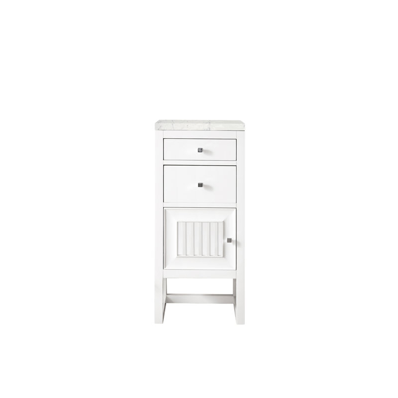 Athens 15" W Freestanding Bathroom Cabinet, Right Handed, Glossy White/Eternal Jasmine Pearl