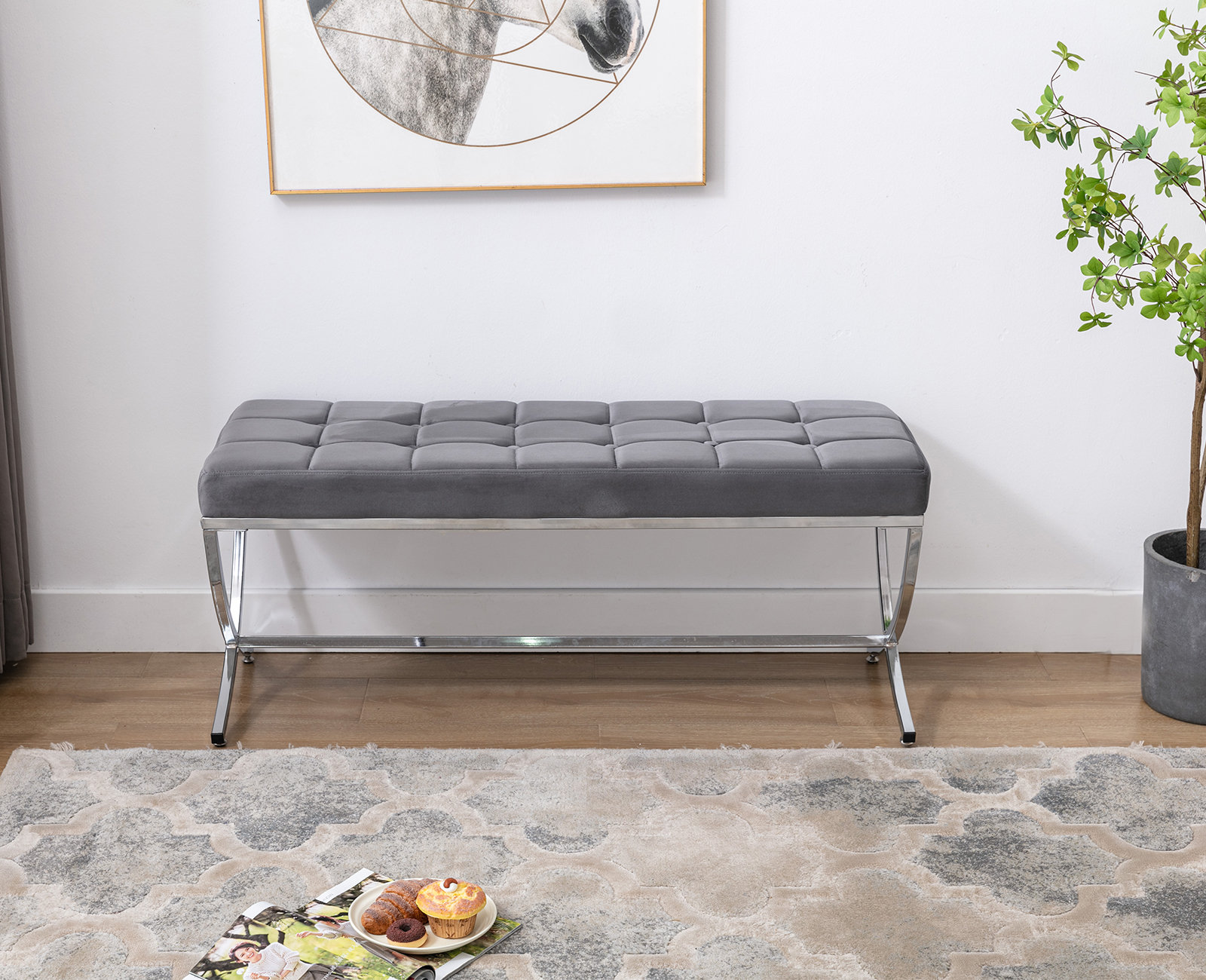 Ivy Bronx Deyna Velvet Upholstered Bench | Wayfair