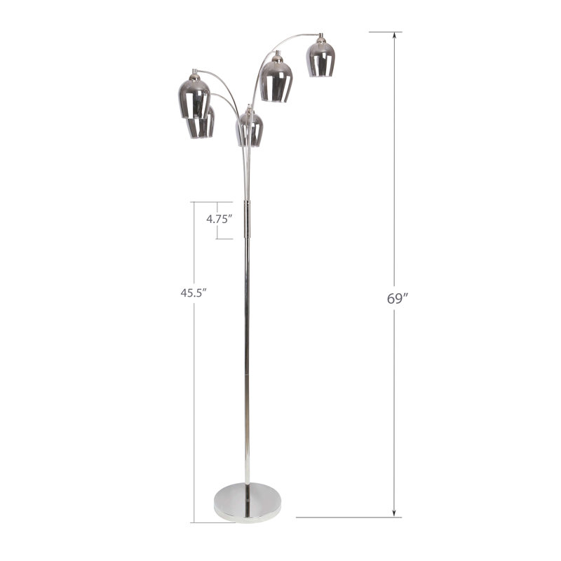 Anupam 69'' Tree Floor Lamp, Gray, Polished Nickel