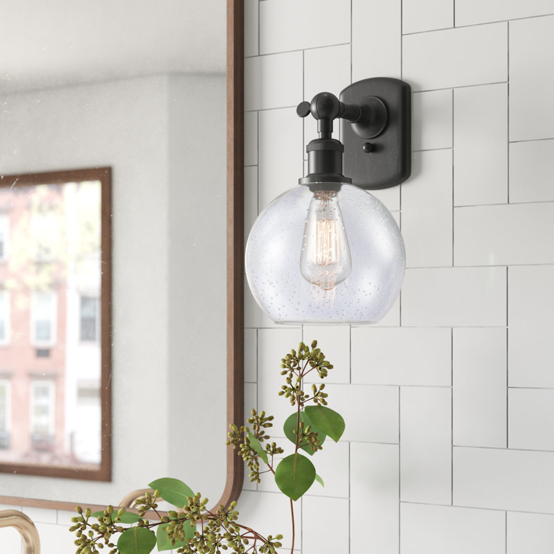 Baptista Armed Sconce, Clear Crackle, LED, Brushed Brass