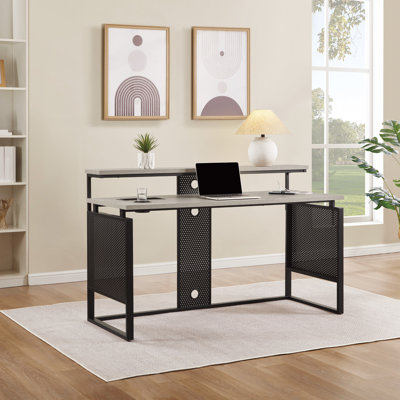 Poukner 60" Desk with Hutch Shelf