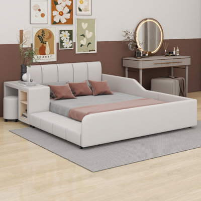 Lit plateforme tapissier avec rangement Leavie