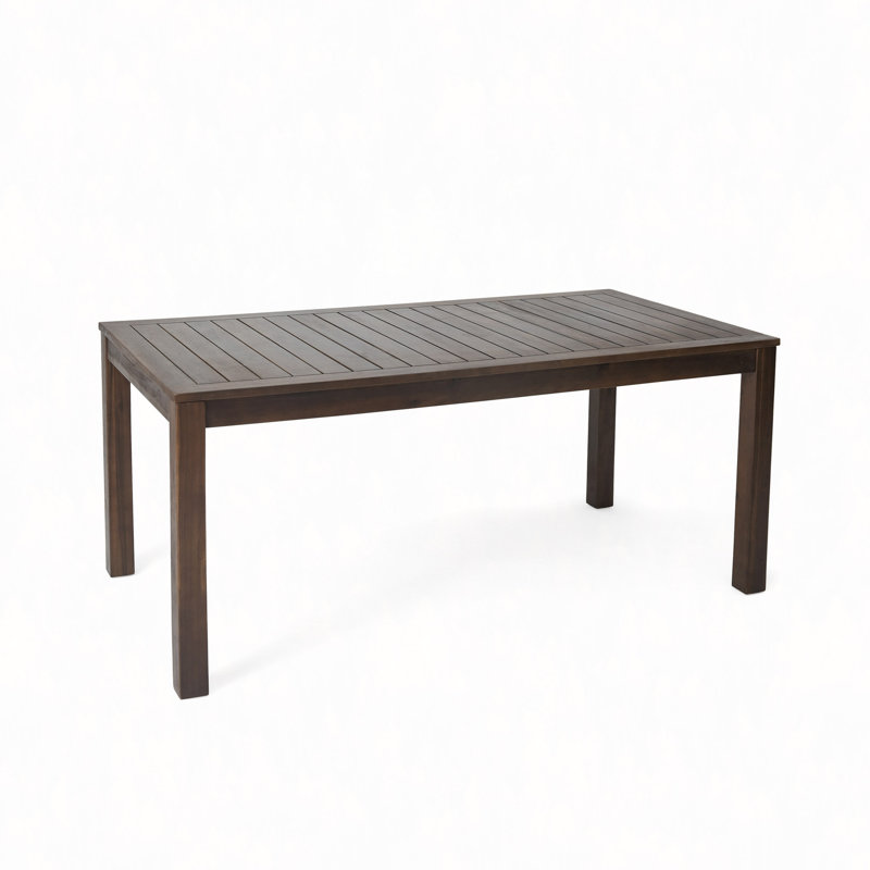 Table de salle à manger 69 "en bois d'acacia, table de patio - conception à lattes résistante aux intempéries - utilisation intérieure / extérieure