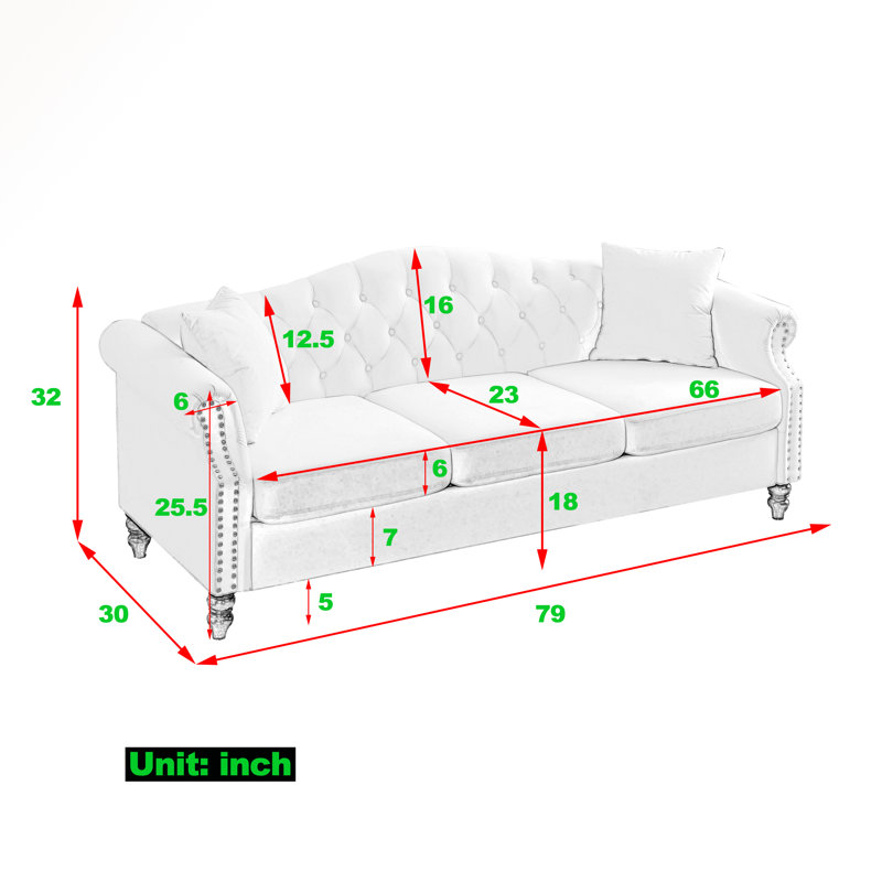 Canapé et chaise longue réversible avec repose-pieds 79,01 po Lee-Anne, Velours blanc