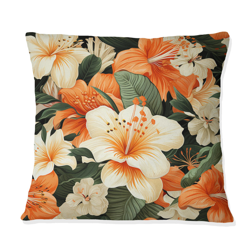 Papaya Dreams Tropical Motif - Coussin décoratif Abstract Coral Reef Multicolore Azur - Coussin décoratif, H 18 po x l 18 po