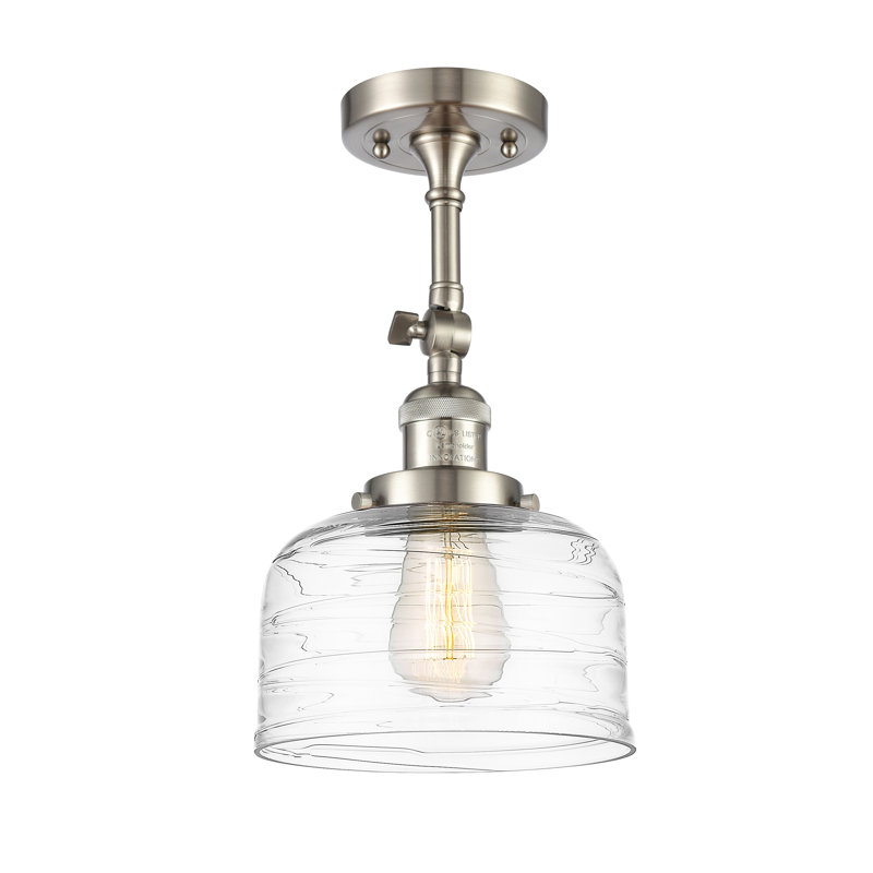 Applique murale 1 lumière 8 po Bell, Nickel satiné brossé, Ampoule non incluse, Tourbillon déco transparent