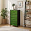 Commode de rangement verticale 4 tiroirs vert olive avec tiroirs en tissu