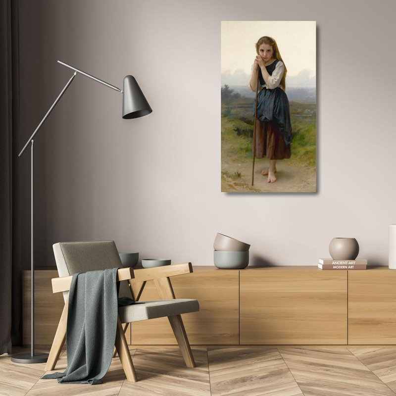«Little Shepherdess» par William Bouguereau - Toile tendue avec châssis, H 24 po x l 17 po