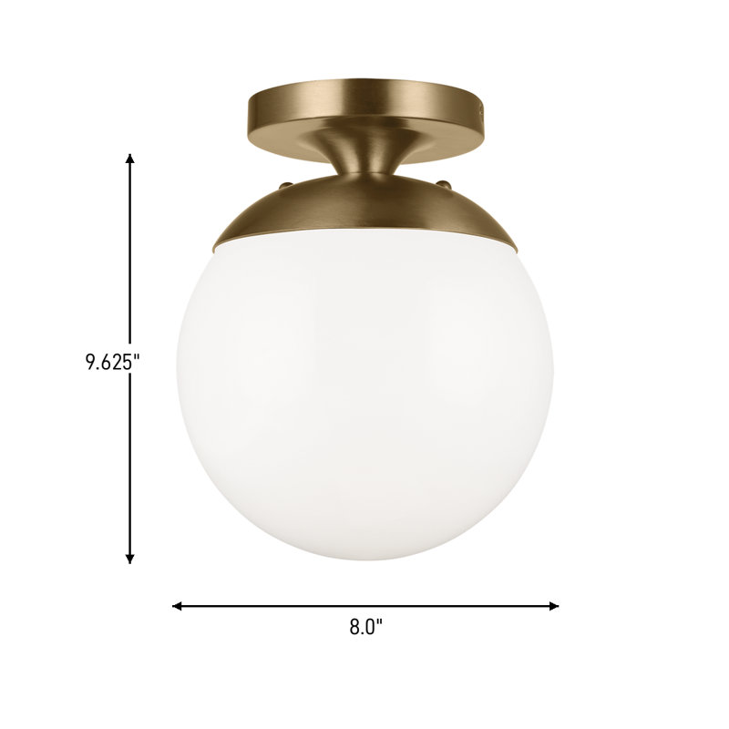 Leo 1 - Light Semi Flush Mount, White, No, Satin Brass