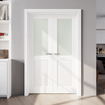 Porte standard 80 po en verre massif semi-dépoli 80 po