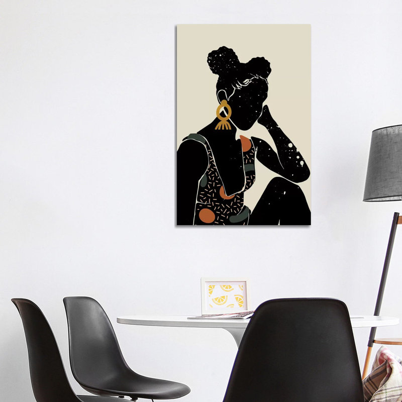 Black Hair VI - impression d'art graphique, H 26 po x l 40 po x 1,5 po, Toile tendue, Aucun mat
