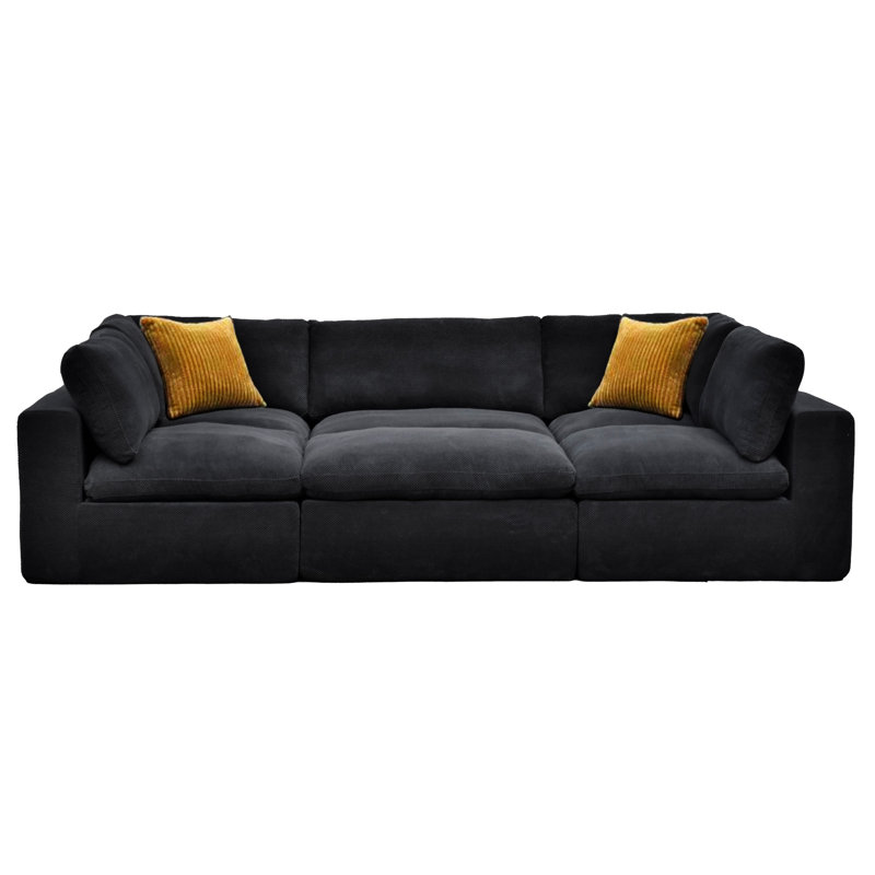 Grain de café modulaire entièrement rembourré avec coussins décoratifs, Gris