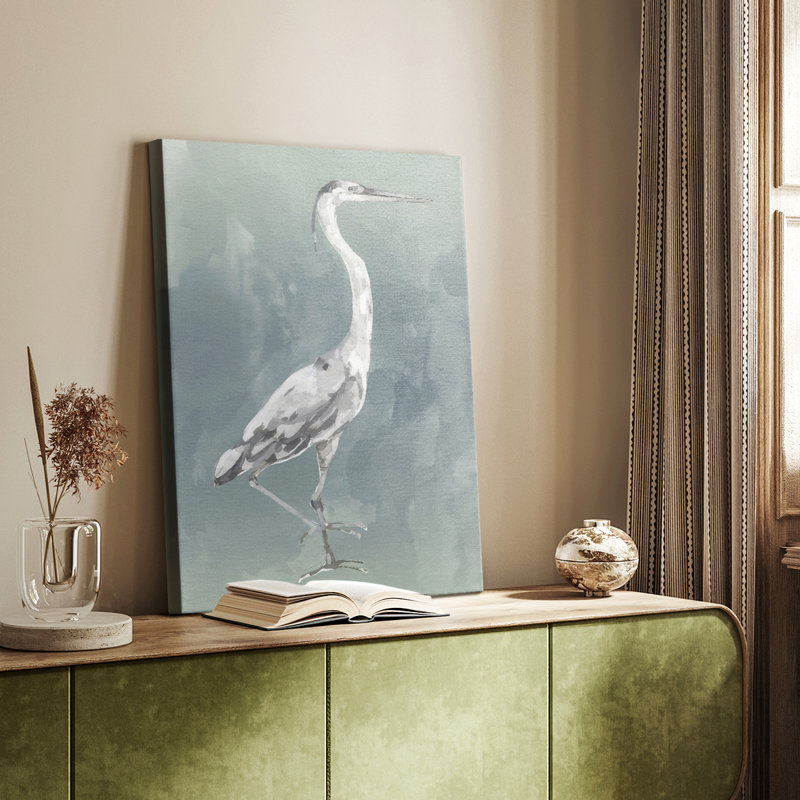 Aigrette sur azur II - Cavas enveloppés de galerie, H 36 po x l 24 po