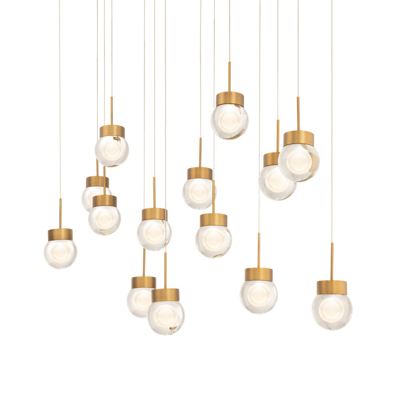 Double Bubble 14 - Light Aged Brass LED Cluster Pendant