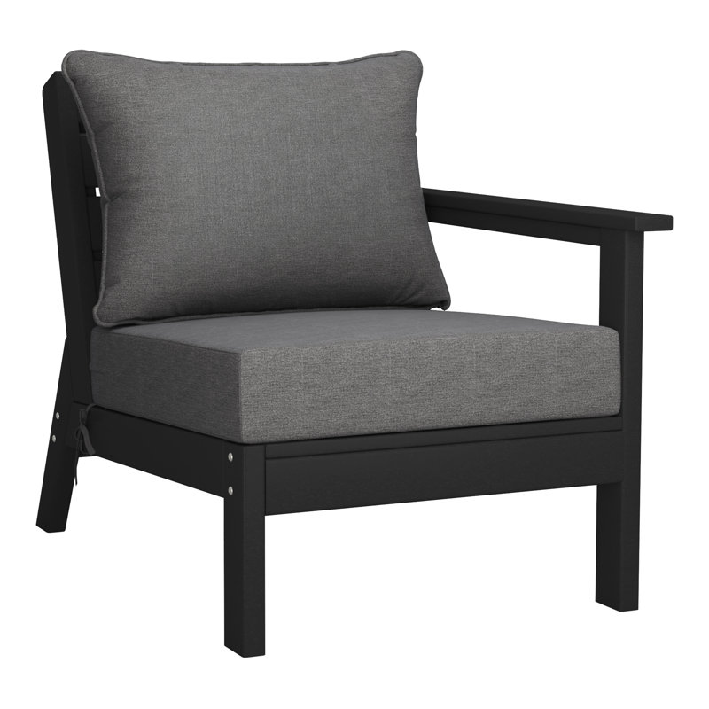 Deep Seating Right Arm Chair With Cushions, Gray, Black