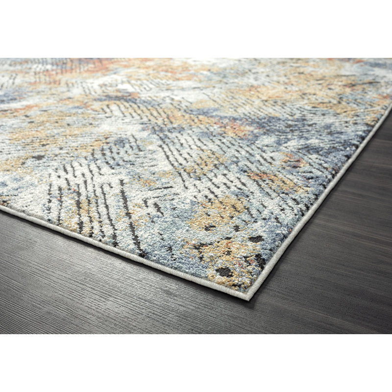Tapis multicolore abstrait linéaire Haether Rugs VNS120A, Rectangle 4 pi x 6 pi