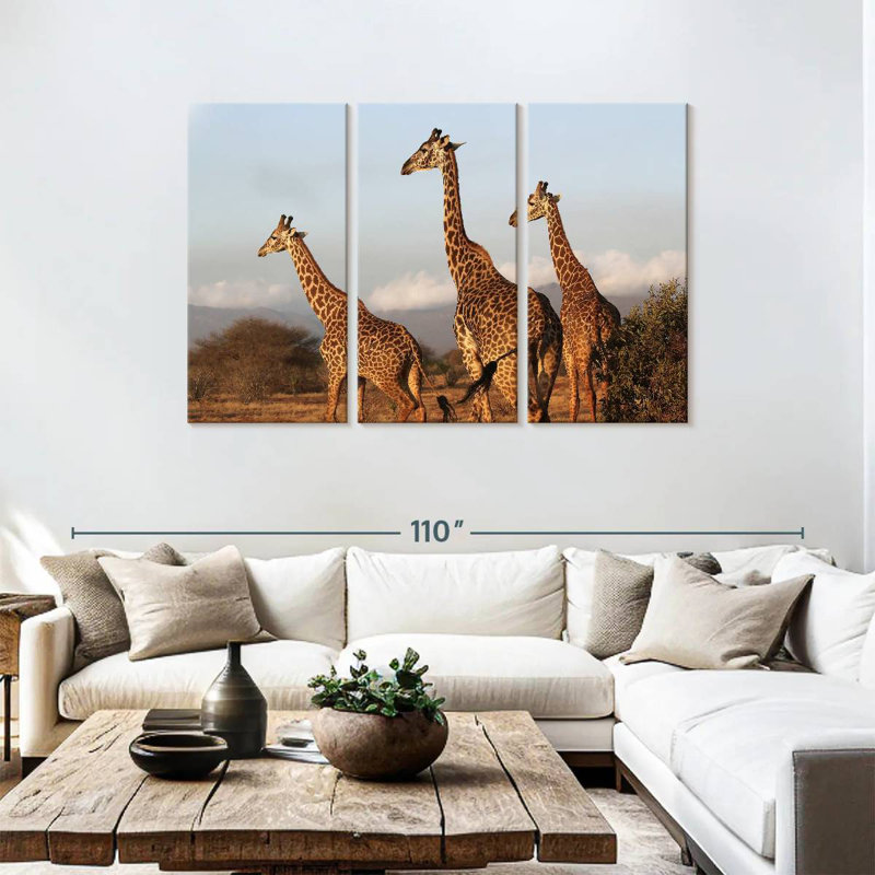 Brampt Three Brown Giraffes, 48" H x 74" W